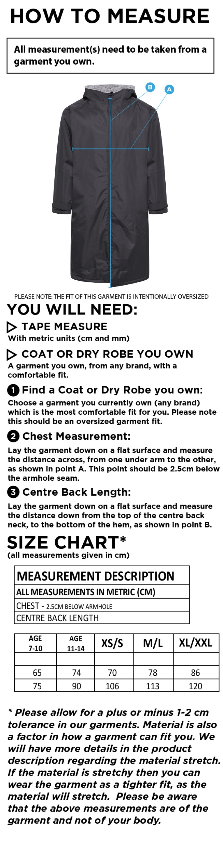 BECKINGTON CC FLEECE ROBE - Size Guide