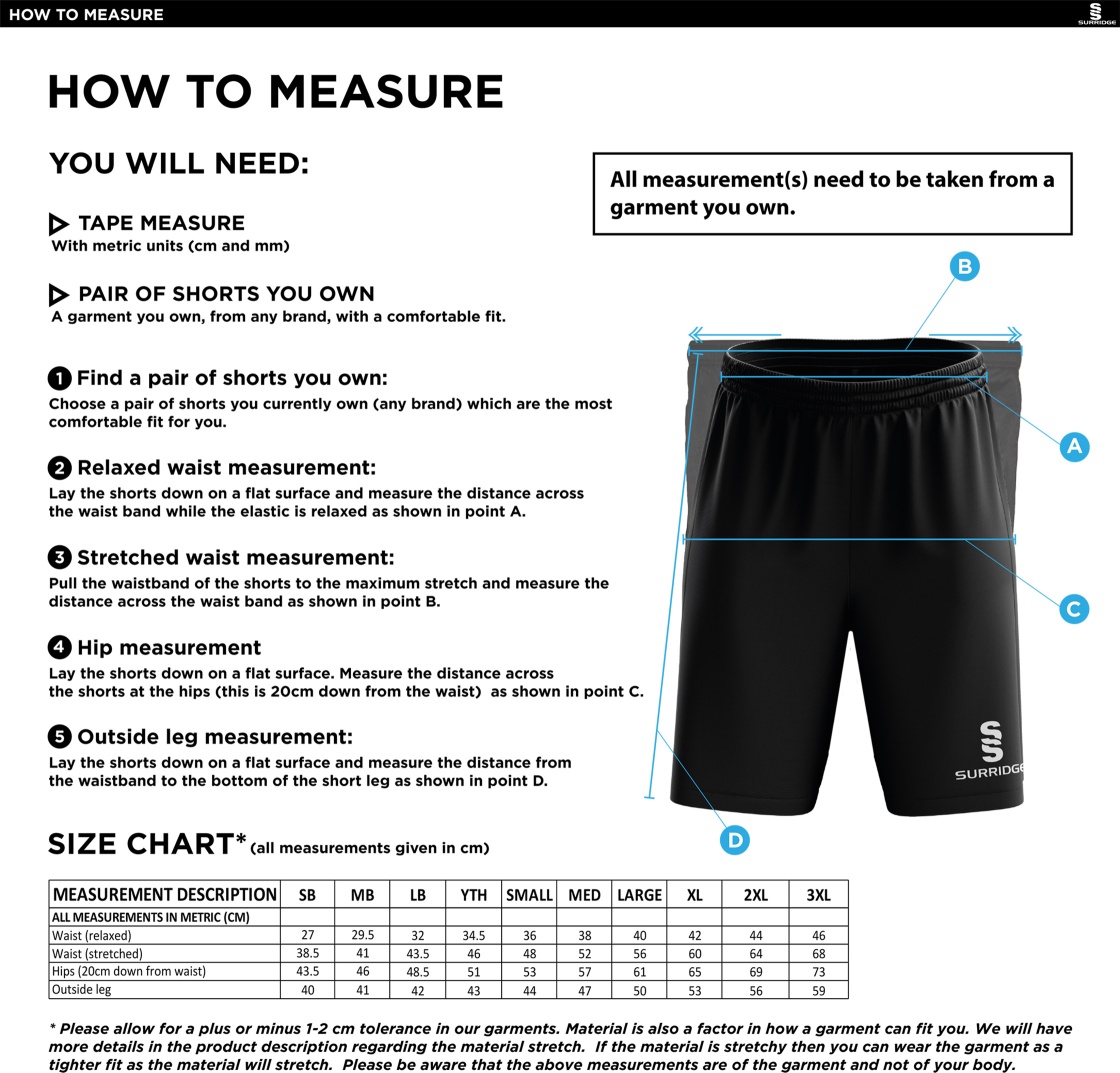 Beckington CC Blade Shorts : Black - Size Guide