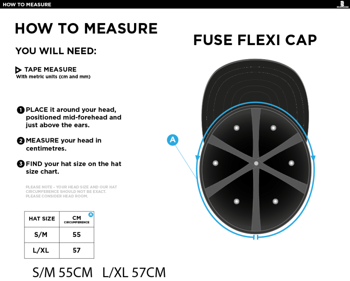 BECKINGTON CC FUSE FLEXI FIT CAP - Size Guide